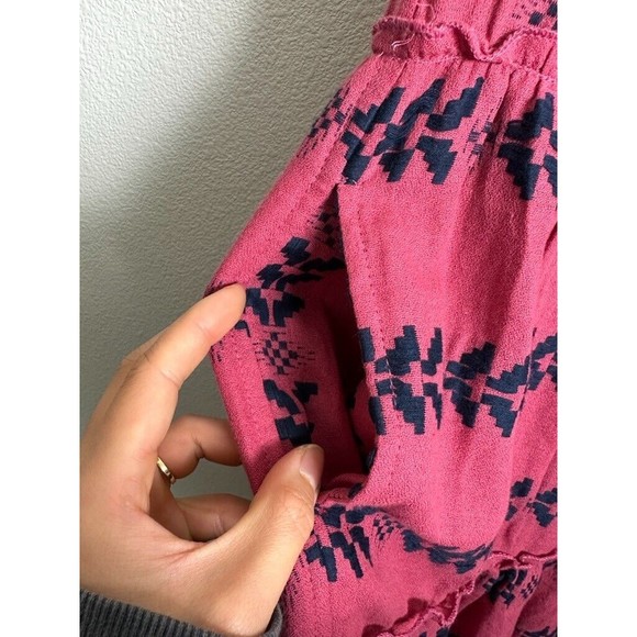 Elan Women's Clara Dress Embroidered Long Sleeve Tiered Pink Blue Size Small - Picture 7 of 9